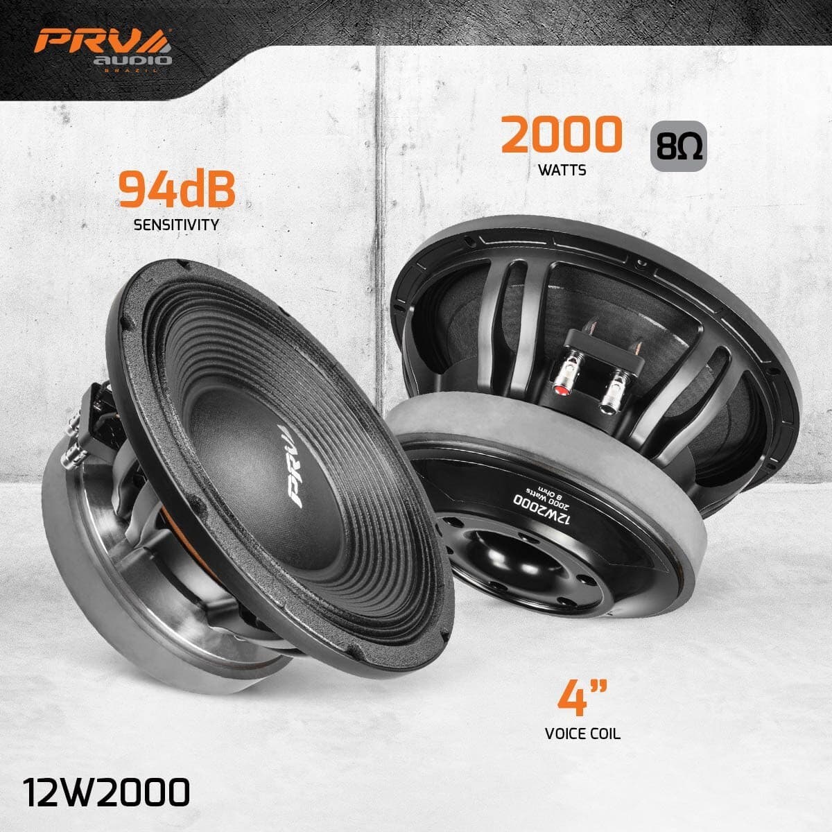 PRV Audio 12W2000 Low Frequency Woofer PRO Loudspeaker 12" 8 Ohm 2000 Watts 2