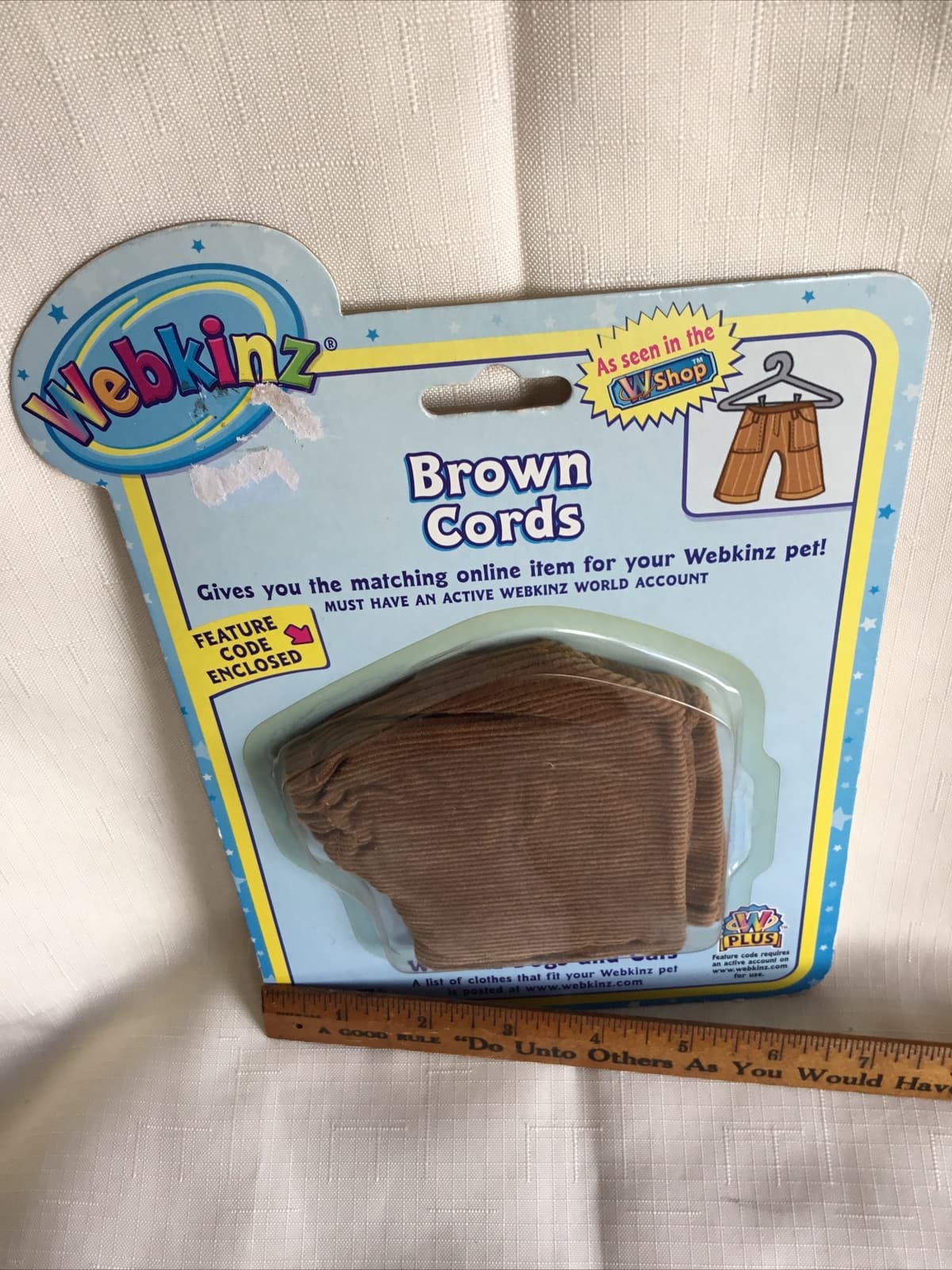 NEW, Webkinz Brown Cords pants in package with code 6