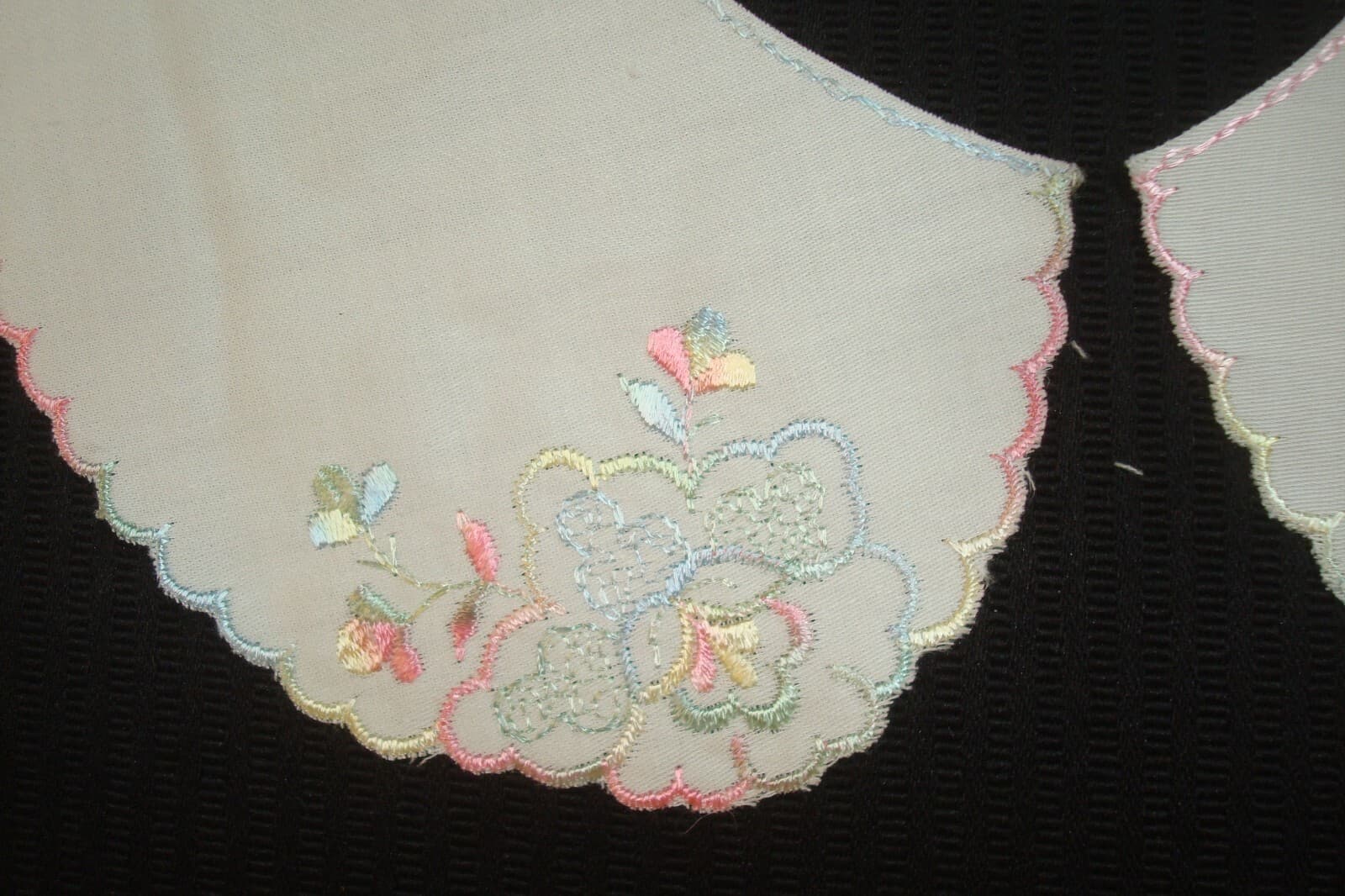 New 3 pr 6 pc Peter Pan Embroidered Dress Collar Girls 4" scalloped White cotton 3