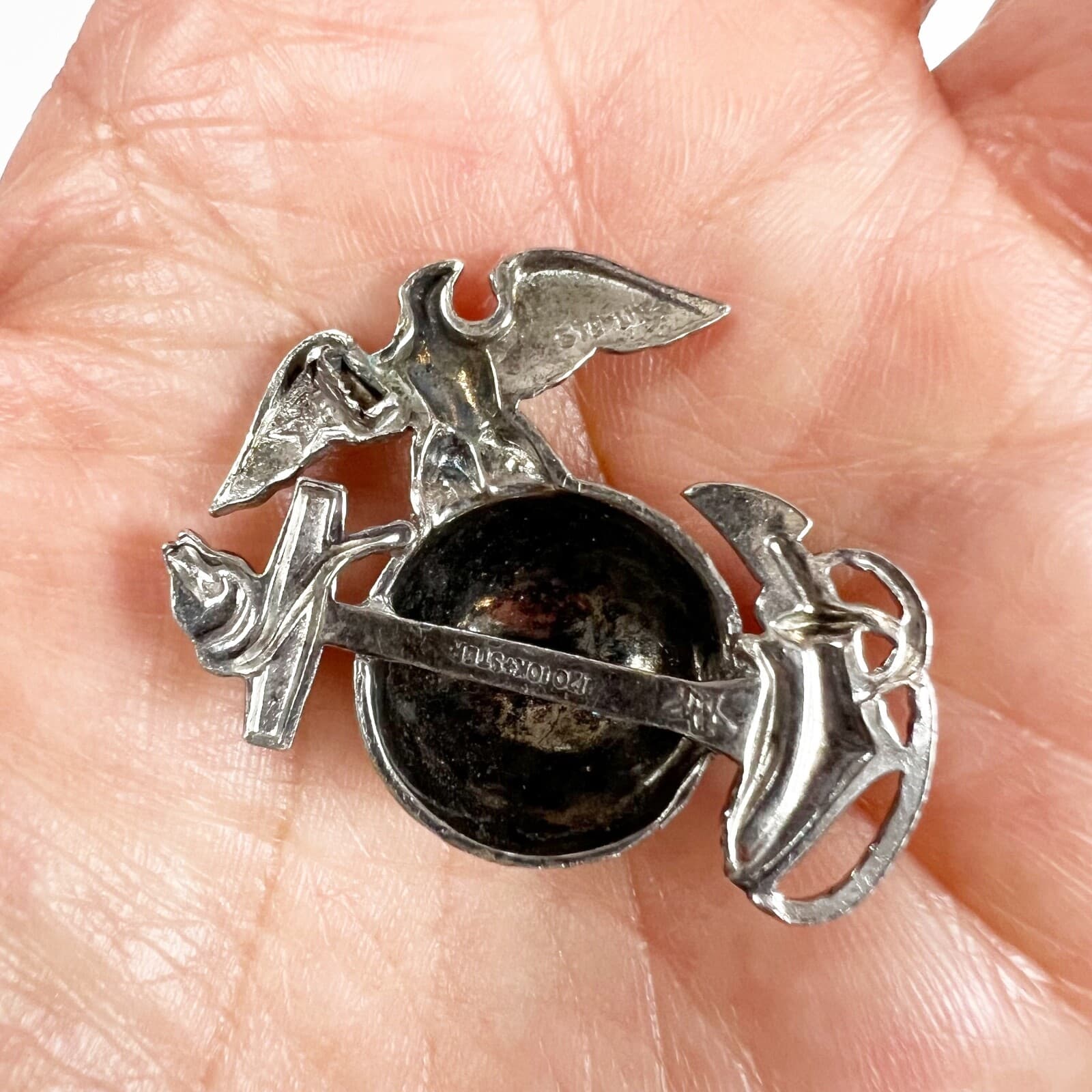 Sterling & Gold Filled WWII Vtg US Marine Officer Dress Pin Collar Insignia READ 5