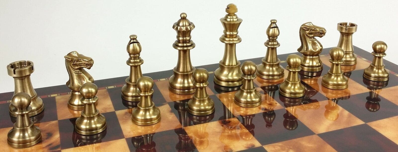 Brass Metal Antique Bronze And Brushed Gold Staunton French Chess Men Set NO BRD 4