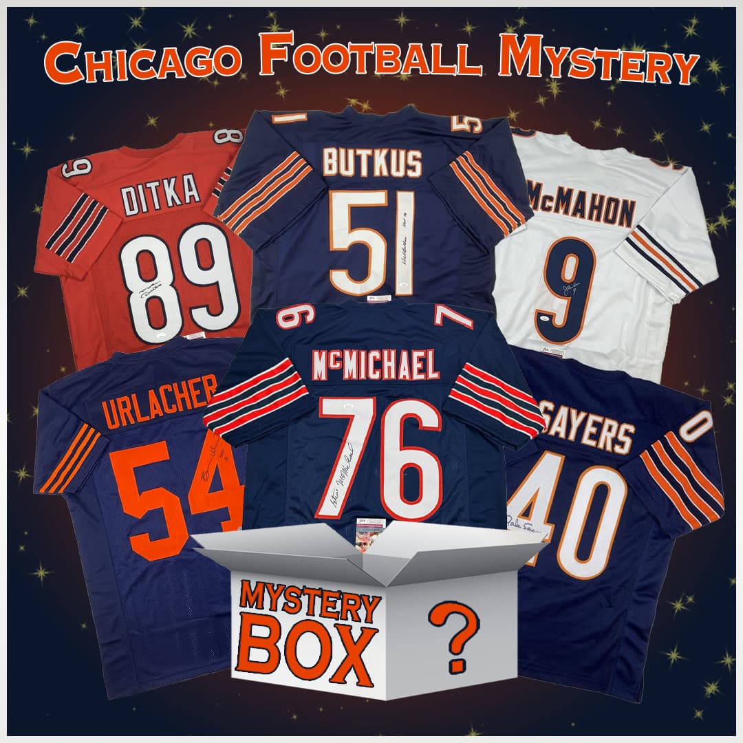 Autographed/Signed Chicago Football Jersey Mystery Box with PSA JSA or Beckett C