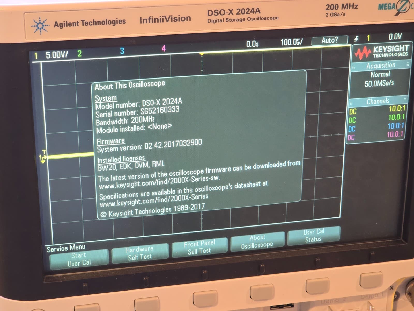 Agilent DSOX2024A Digital Storage Oscilloscope 200MHz 4GSa/s 4 Channel #4 2