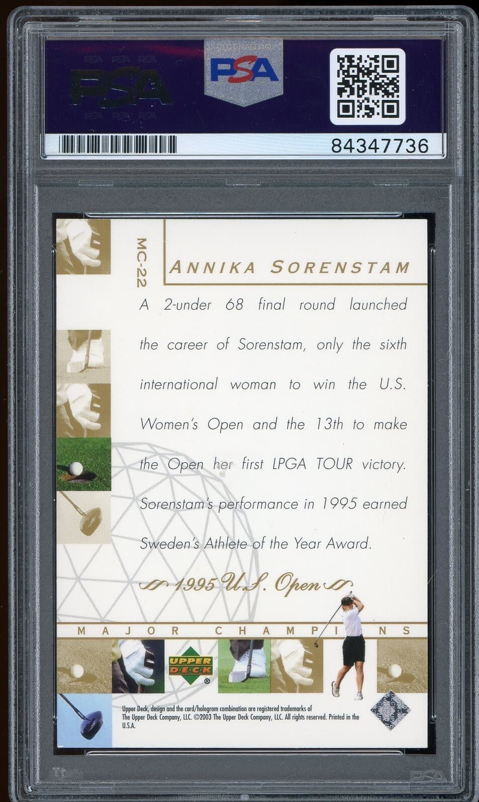 2003 Upper Deck UD Annika Sorenstam Signed Auto Golf Card PSA/DNA 2