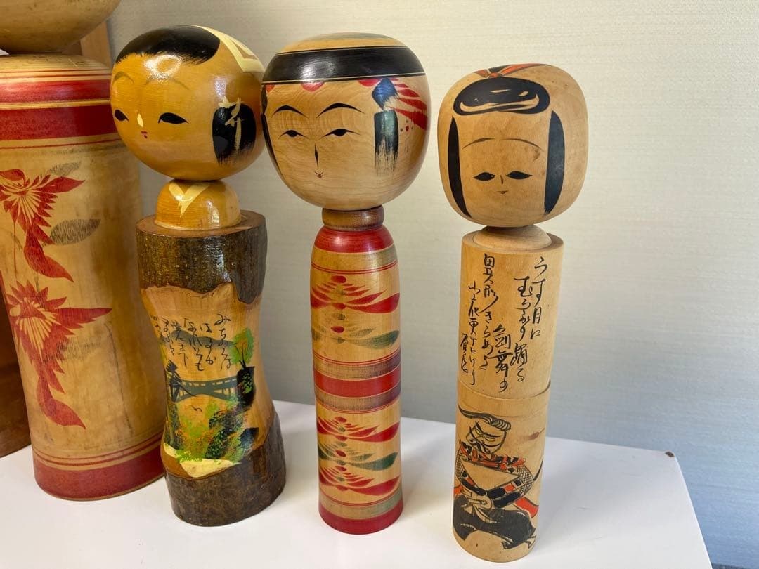 Traditional Kokeshi Dolls Antique Collection Large Medium Small Set Bundle 2
