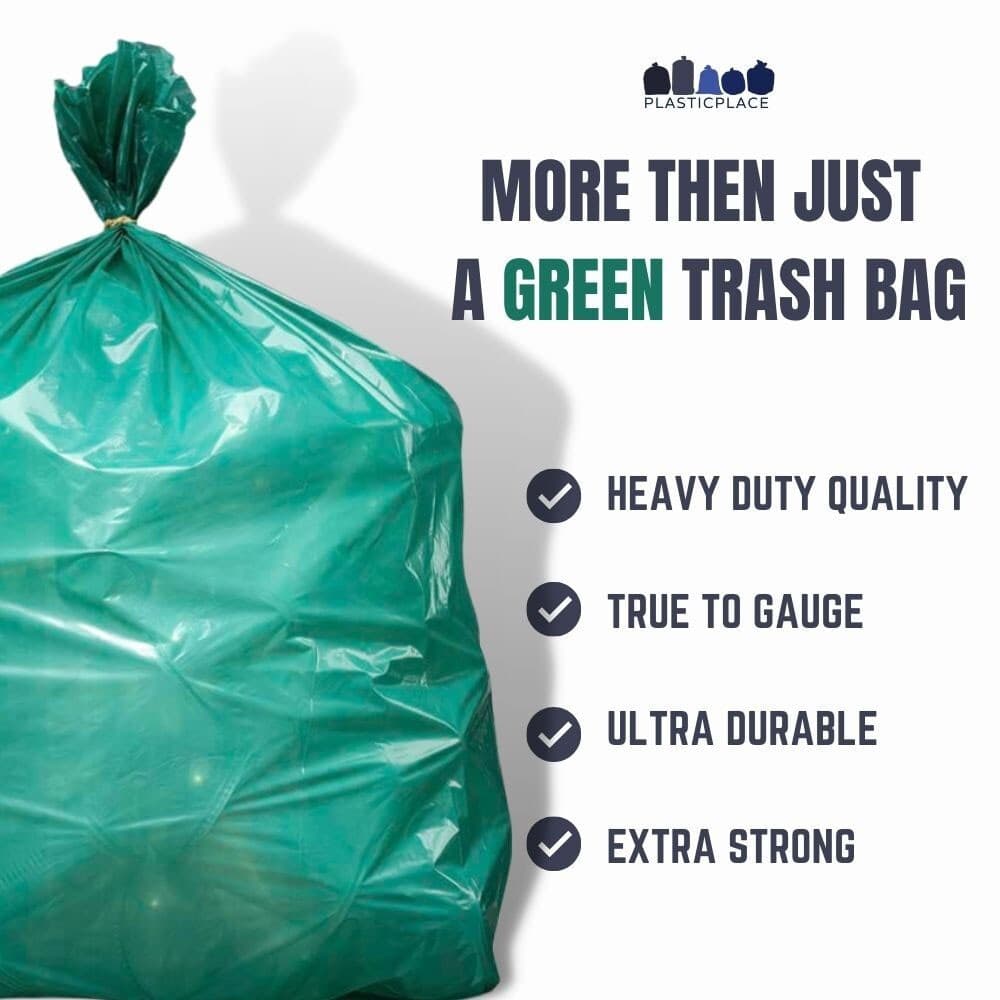 Plasticplace 32-33 Gallon Trash Bags - Green, case of 100 bags 3
