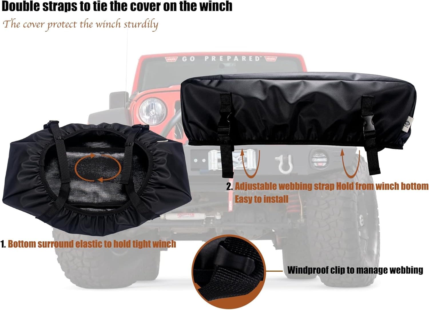 Small Winch Cover Weather Resistant Dustproof Cover Ideal Electric Winches 2500 6