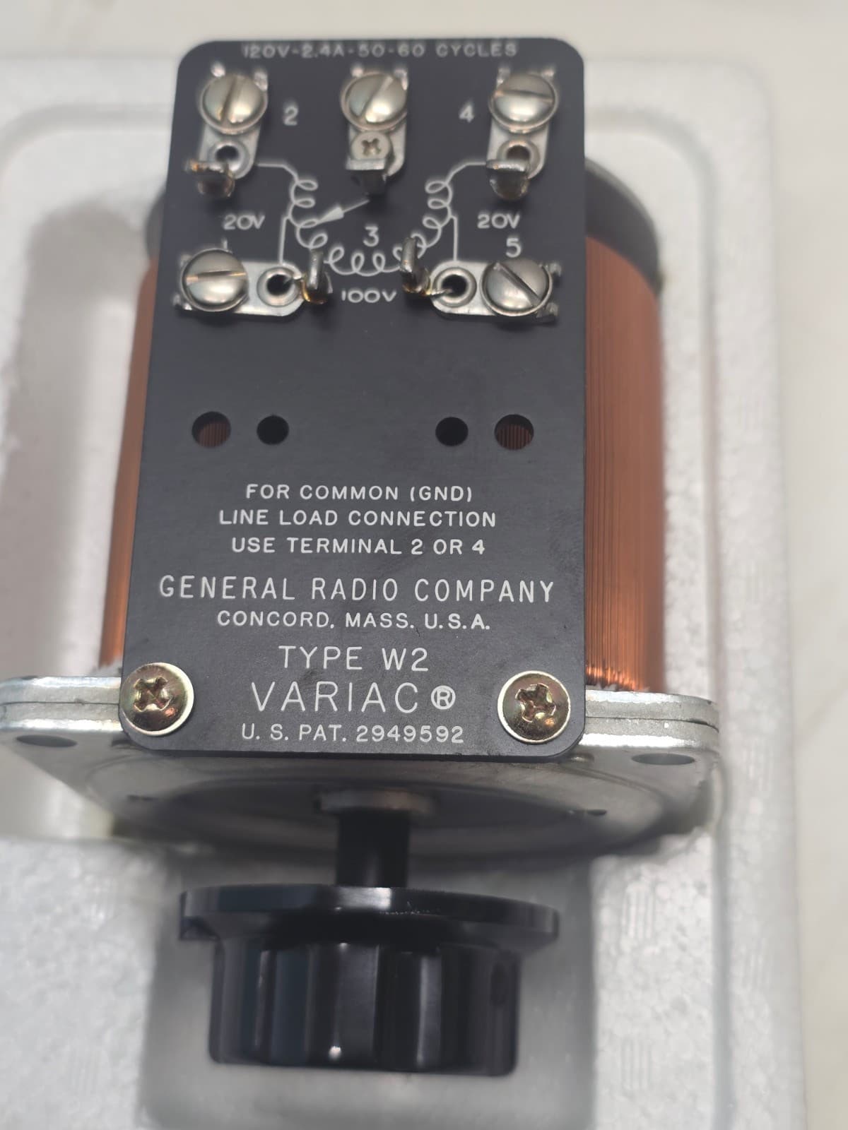NEW General Radio W2 Panel Mount Variac w/Hardware 0-120VAC 2.4A Autotransformer