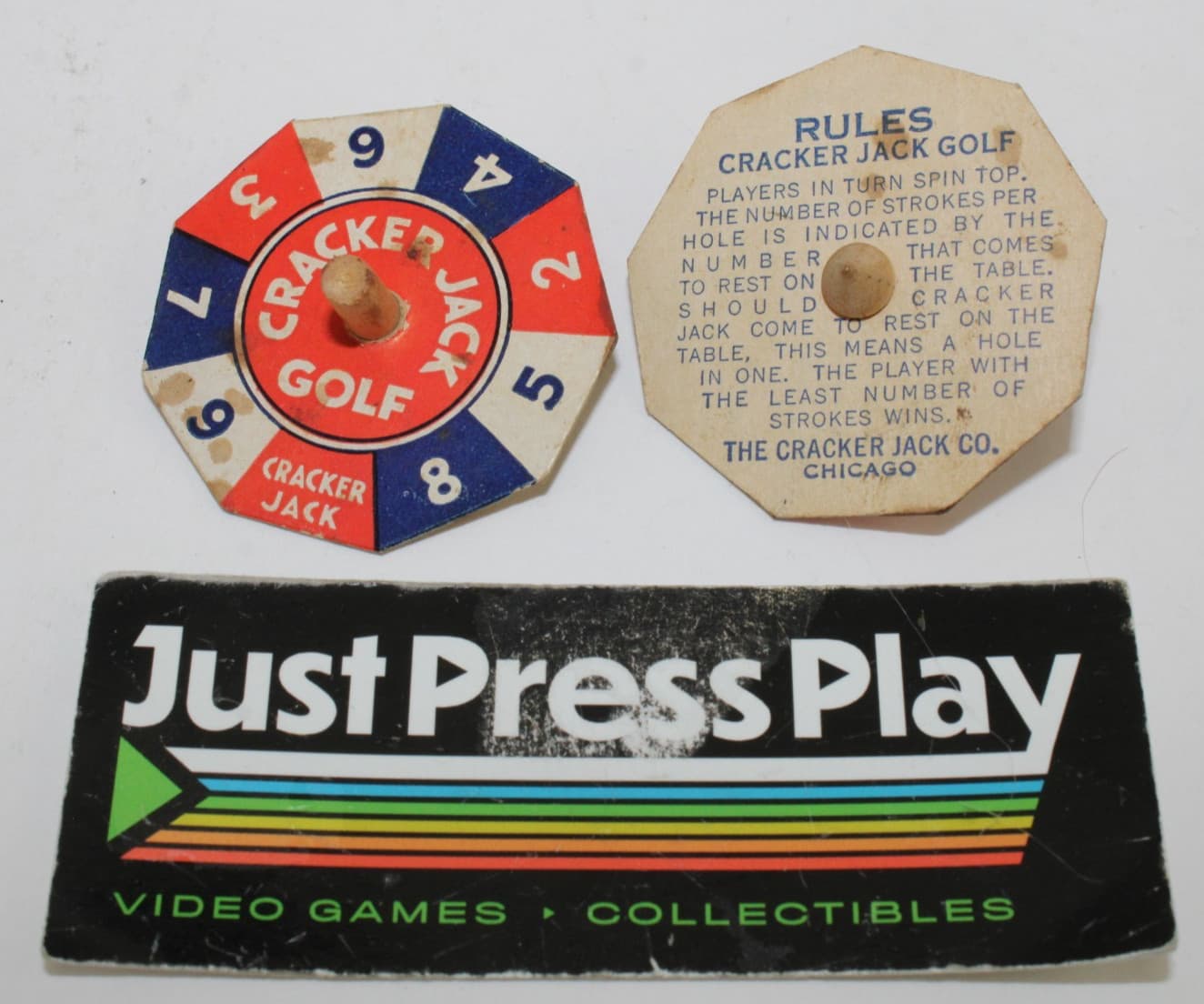 Pair of Rare 1920's Cracker Jack Golf Spinning Cardboard Prize Game
