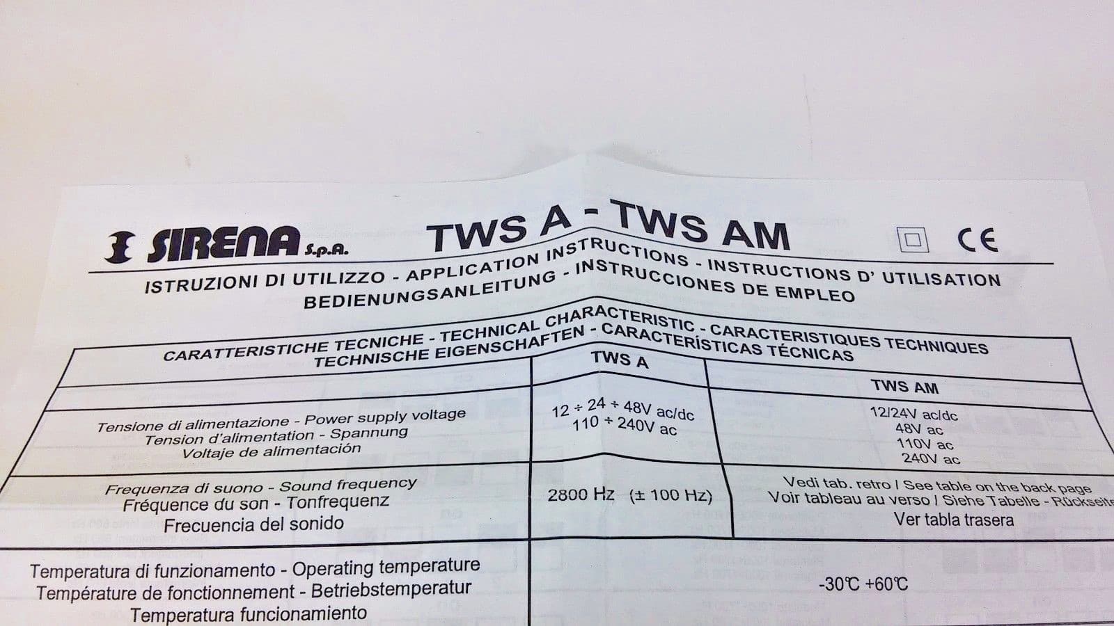 Sirena TWS A  Horn Module Acoustic 1110/240V AC Sound Frequency 2800Hz Black 5