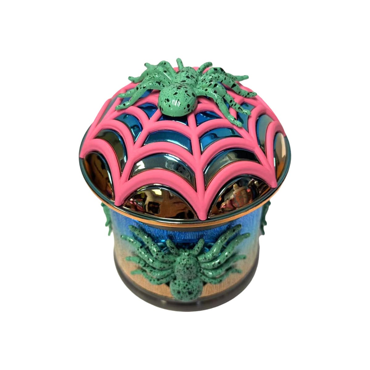 3.1" 4 PC 3D Spider Web Design  Tobacco Herb Spice Grinder Smoke Crusher Shiny 5