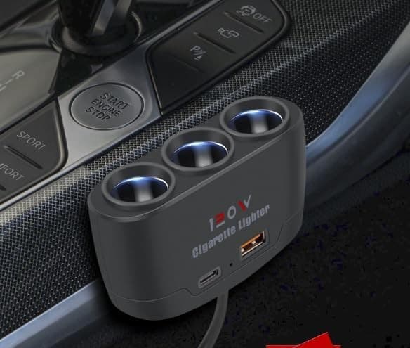 5 in1 Car Cigarette Lighter Splitter Adapter Car Charger 23.6In Cable 24V/ 12V 6