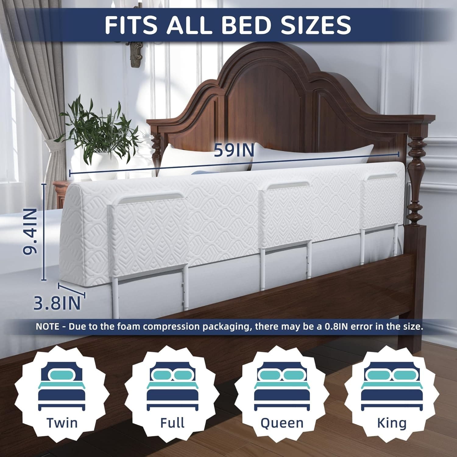 Bed Bumper for Toddlers Foam Safety Guard Soft Bed Rail for Kids 59 in 3 Rails 2