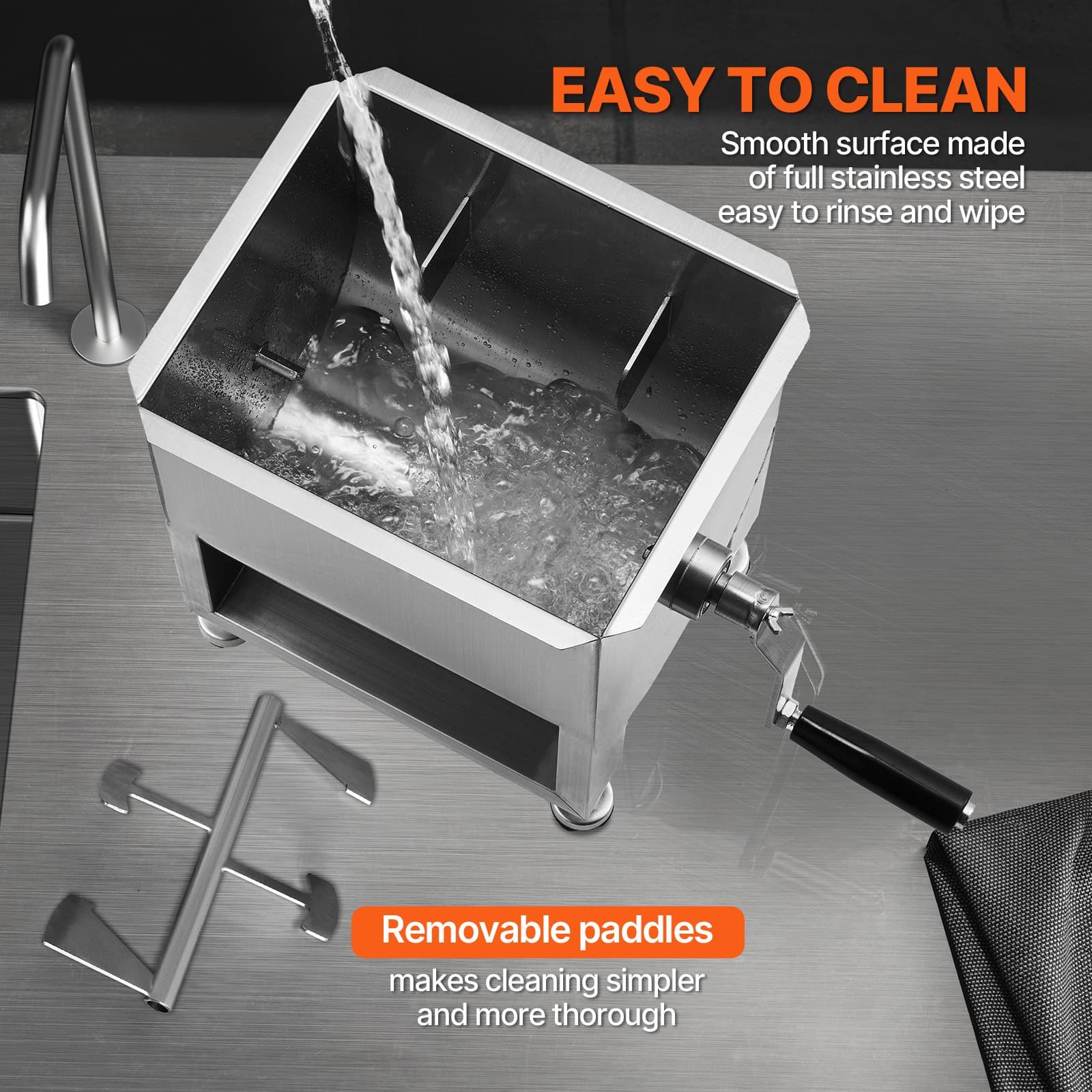 Manual Meat Mixer  15LB Fixed Tank Mixing Max Hand Meat Sausage Mixer Machine 4