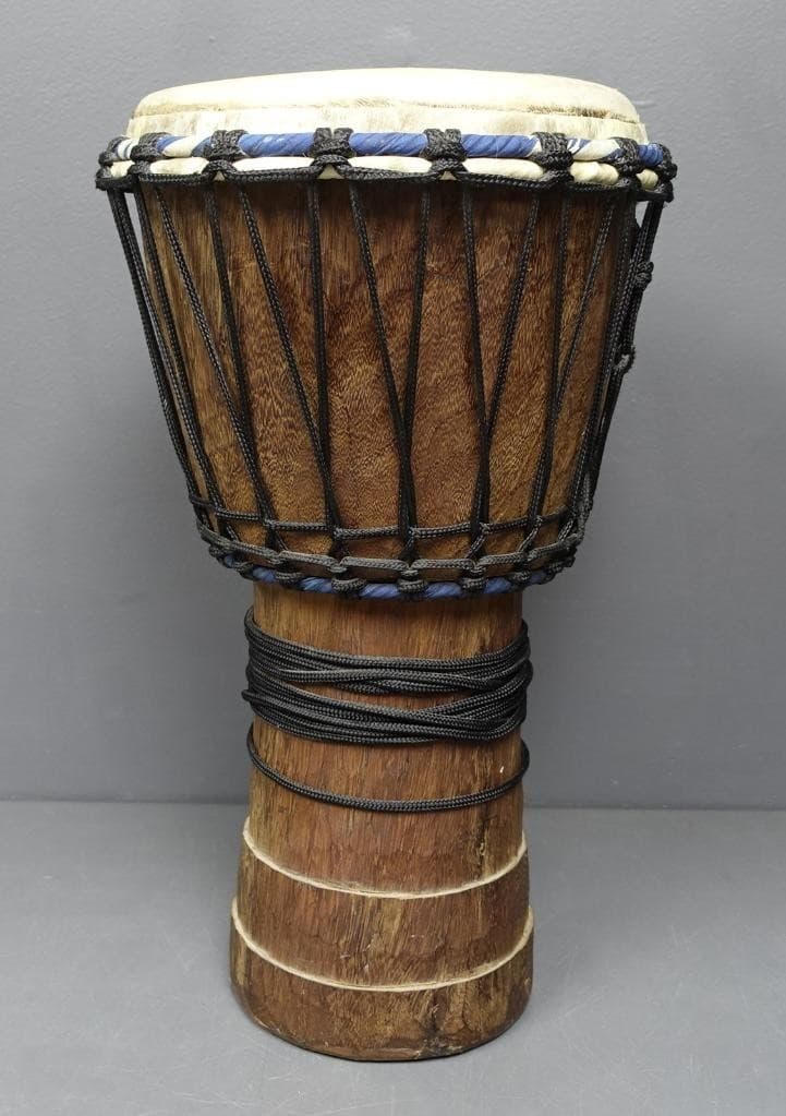 KAMBALA Hand Carved Folk Drum 10"D x 20"H Goat Skin Head 3