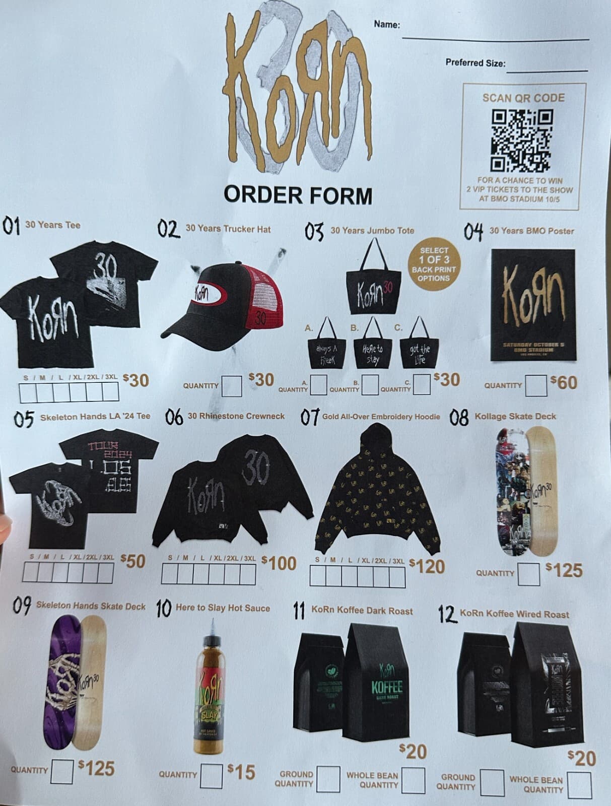 2024 Korn 30th Anniversary Poster BMO STADIUM L.A. SOLD OUT EXCLUSIVE 10/5 RARE 2