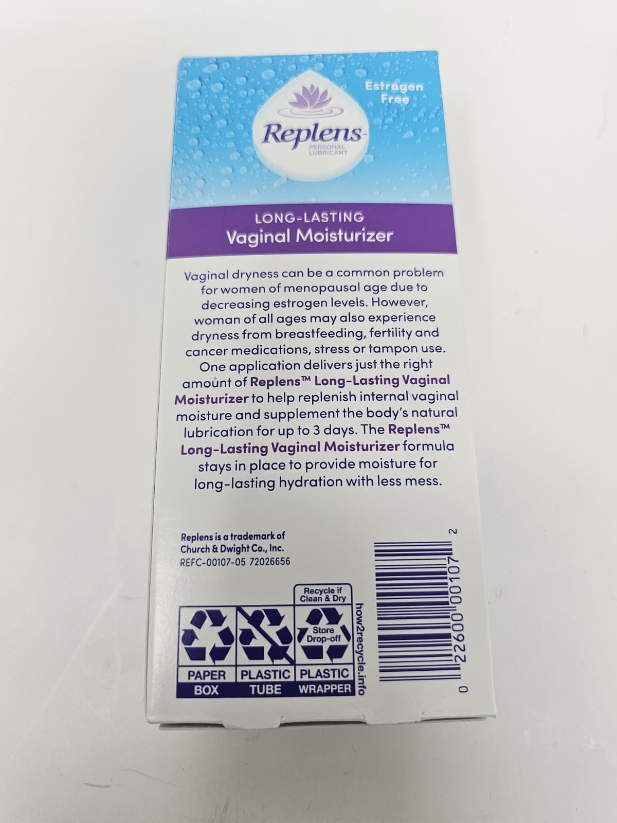 REPLENS long-lasting 1.23oz Vaginal MOISTURIZER 14 uses Estrogen Free 02/2026 2