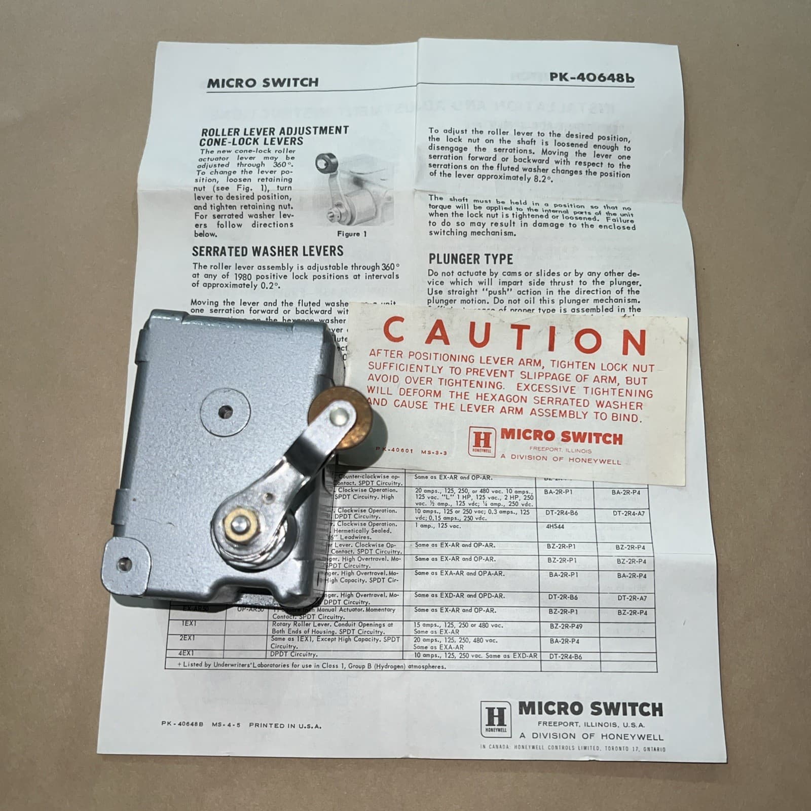 HONEYWELL EX-AR16/EXAR16 EXPLOSION PROOF MICRO LIMIT SWITCH 4