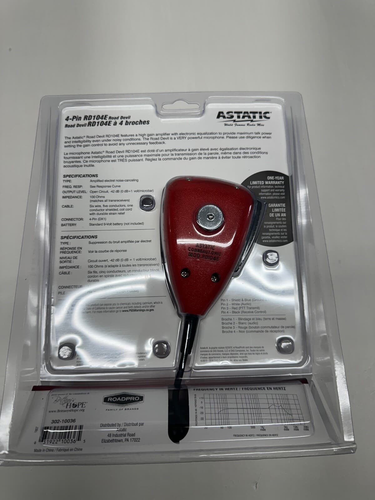 Astatic CB Radio RD104E-4B Road Devil Amplified Noise Canceling Microphone NEW 2