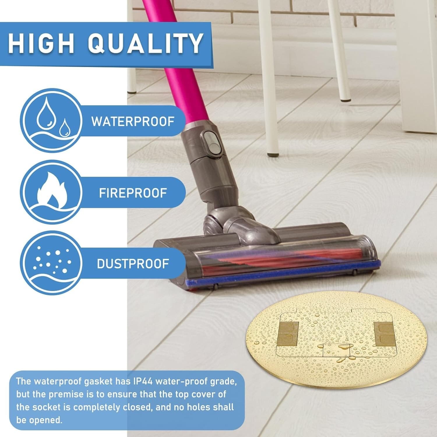 Kanayu Gold Recessed Floor Outlet 3.98"x3.66"x3.15" 1-Gang with 4.8A USB Charger 6