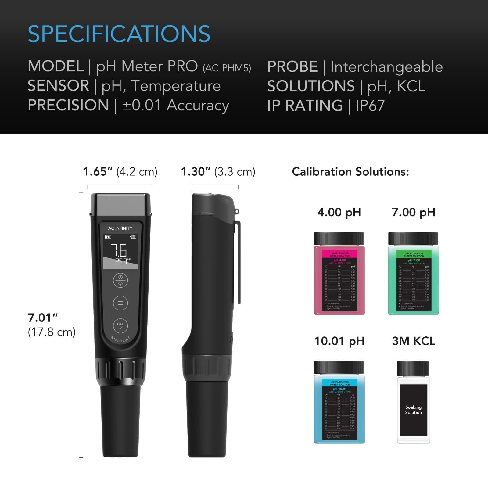 pH Meter PRO Kit, Digital pH Pen with ±0.01 pH Accuracy & Interchangeable Probe 6