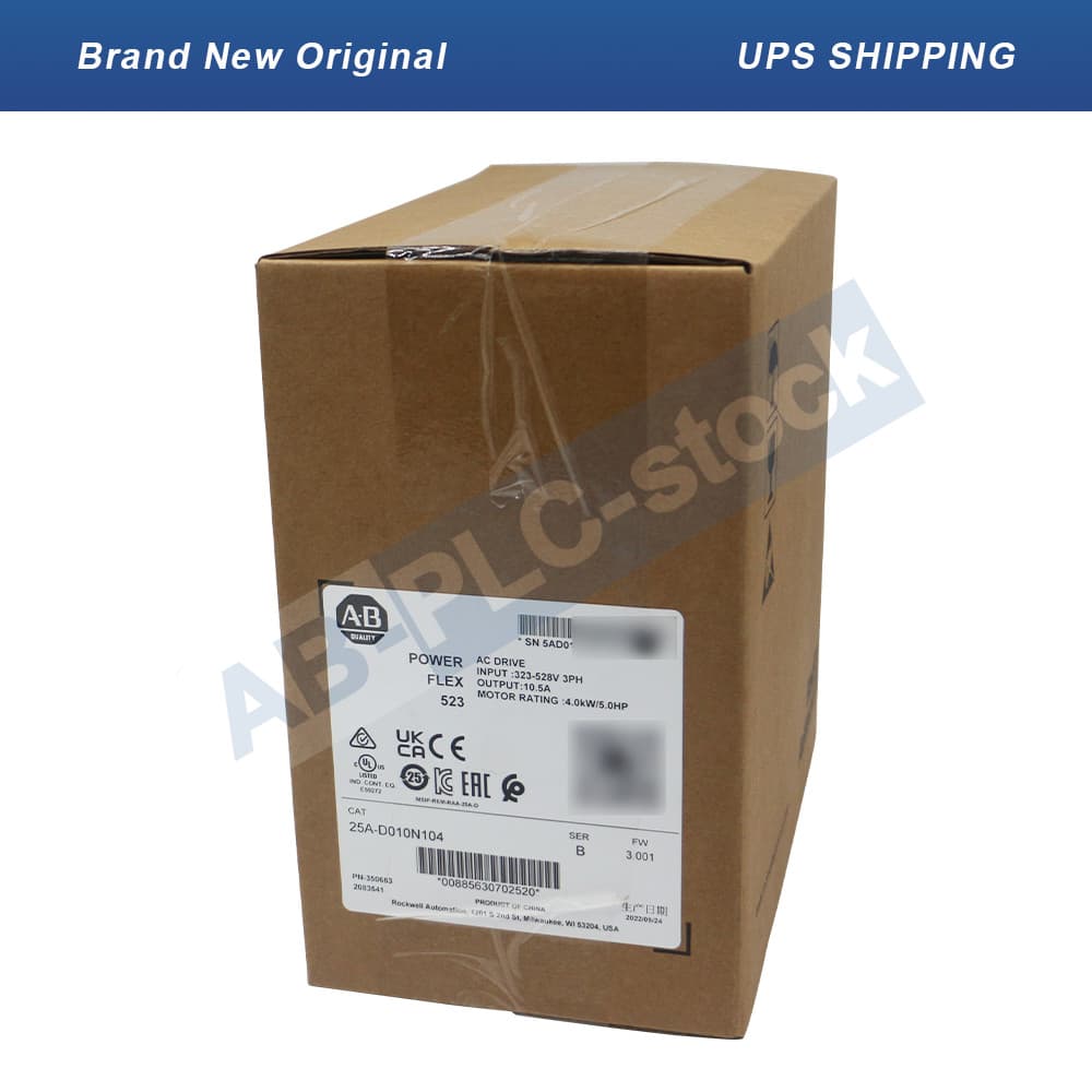 New Sealed Allen-Bradley 25A-D010N104 PowerFlex 523 4kW 5Hp AC Drive 3 Phase