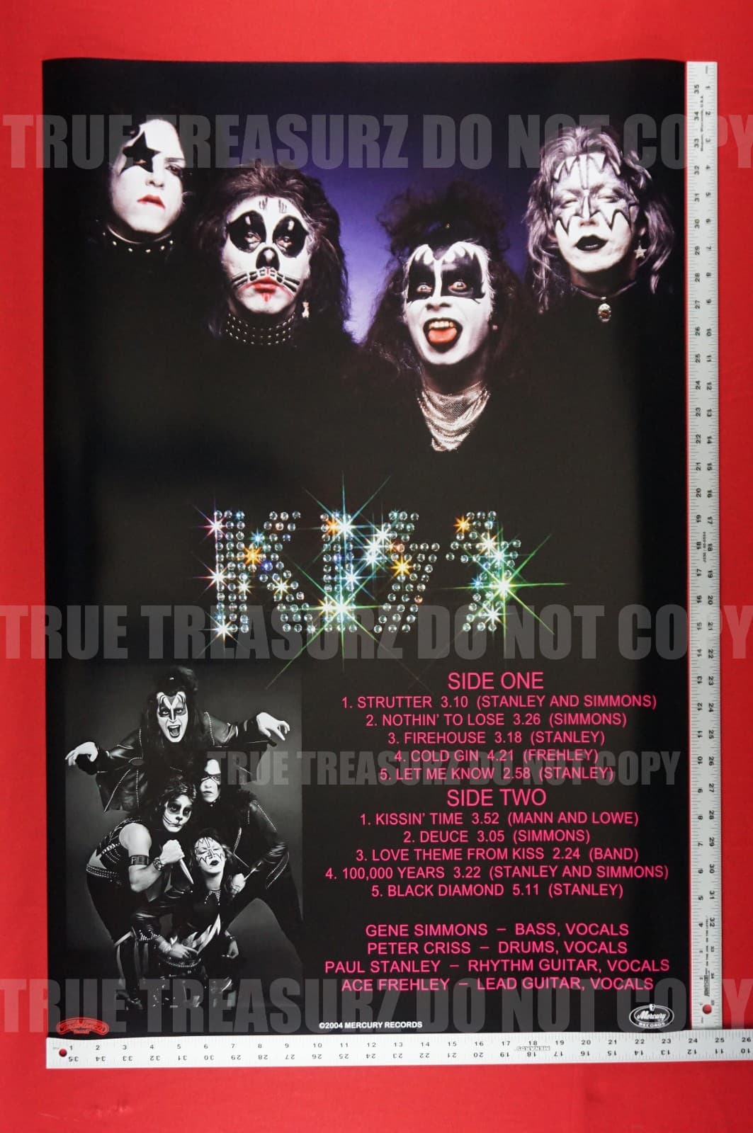 Kiss Rock Band Paul Gene Peter Ace 2004 MERCURY 1974 Promo Poster 24X36 New KIS5 2