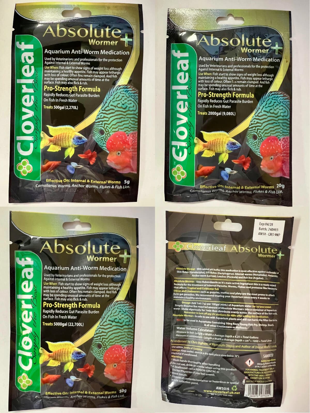 Cloverleaf Absolute Plus Wormer 5g, 20g, 50g EXCLUSIVE DISTRIBUTOR IN THE U.S.A. 5