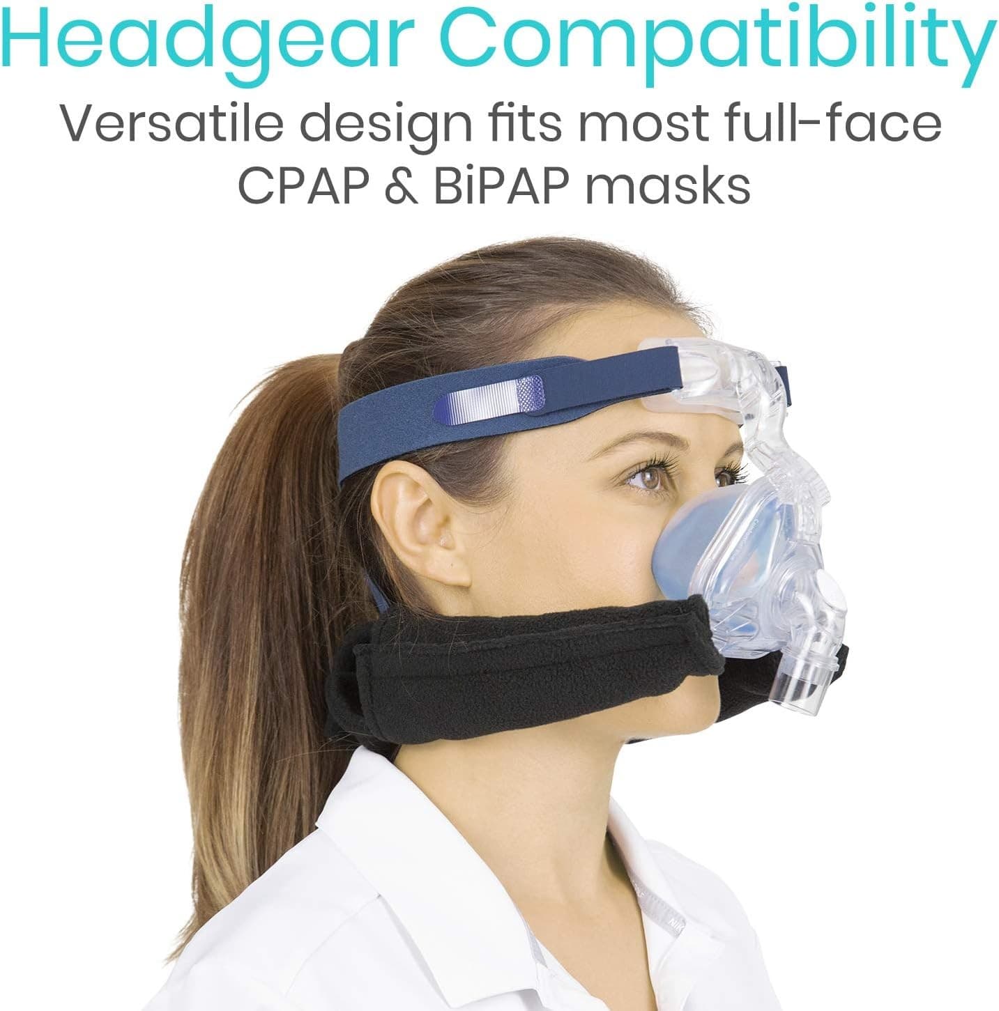 Vive CPAP Neck Pad - Mask Strap Padded Accessories - Fleece Comfort Black  3