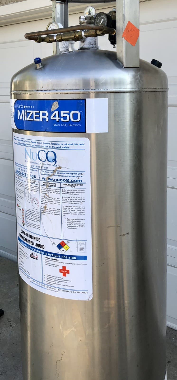 Carbonator / Carbo-Mizer 450 Bulk CO2 System Stainless Steel Tank # 102 5