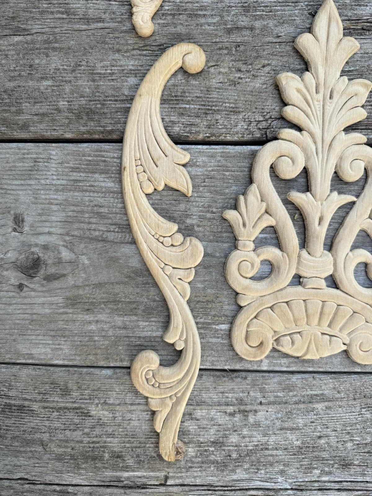 5 Carved Wood Overlays Decorative Trim Accent Appliqué Architectural Furniture 5