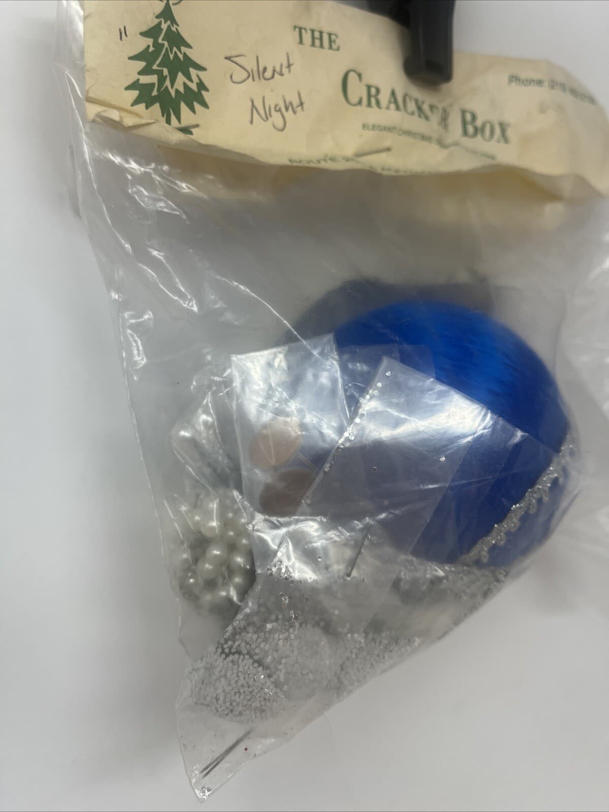 VTG The Cracker Box Beaded Satin Christmas Ornament Craft Kit Silent Night NOS 2