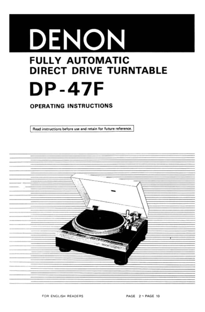 Denon DP-47F Turntable Owners Manual