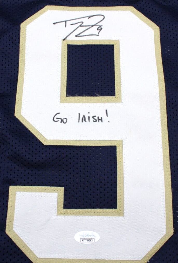 Tom Zbikowski Signed Custom Blue Notre Dame Football Jersey w/JSA COA Witness 3