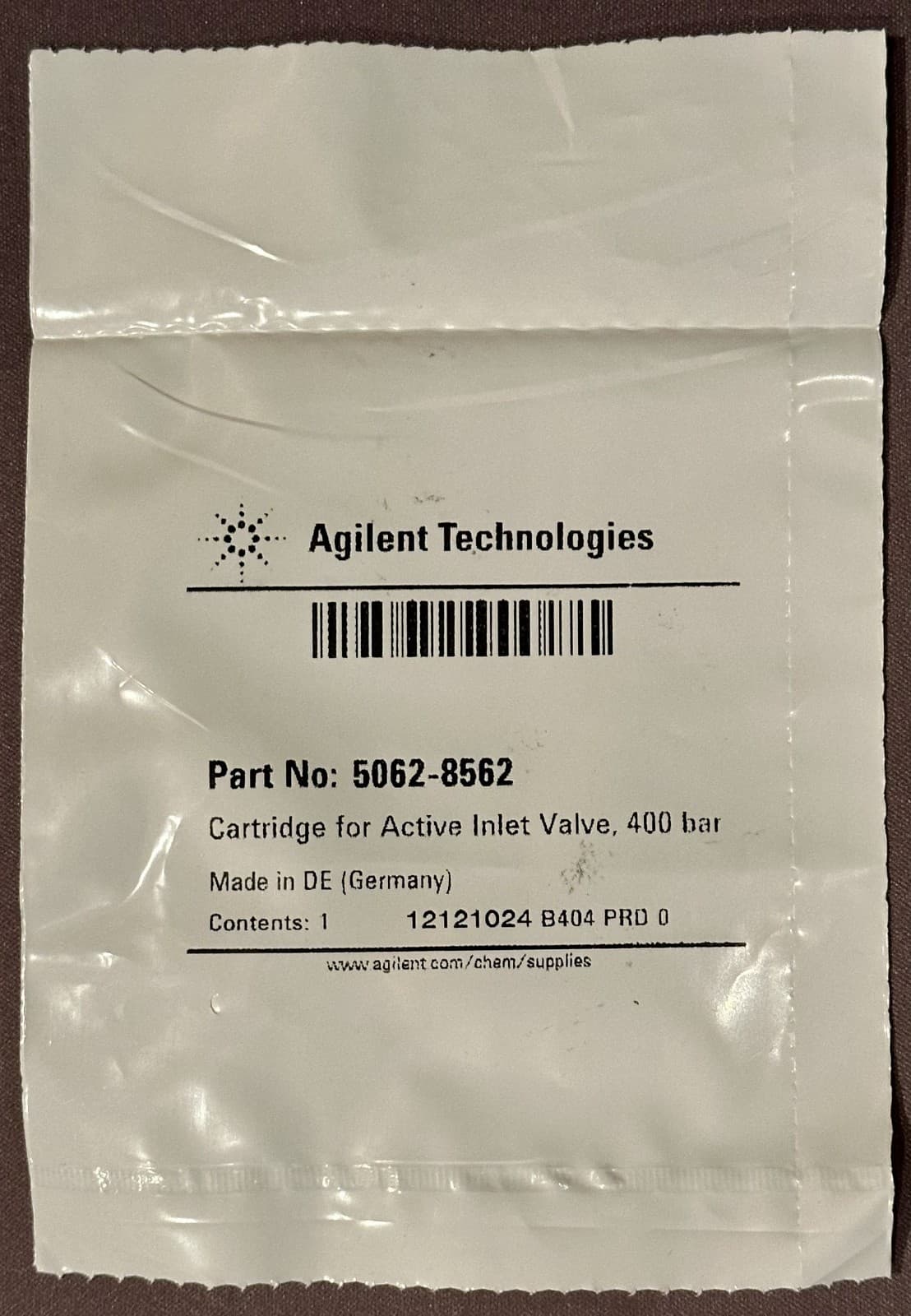 Agilent 5062-8562 Cartridge for Active Inlet Valve, 400 bar - NEW SEALED