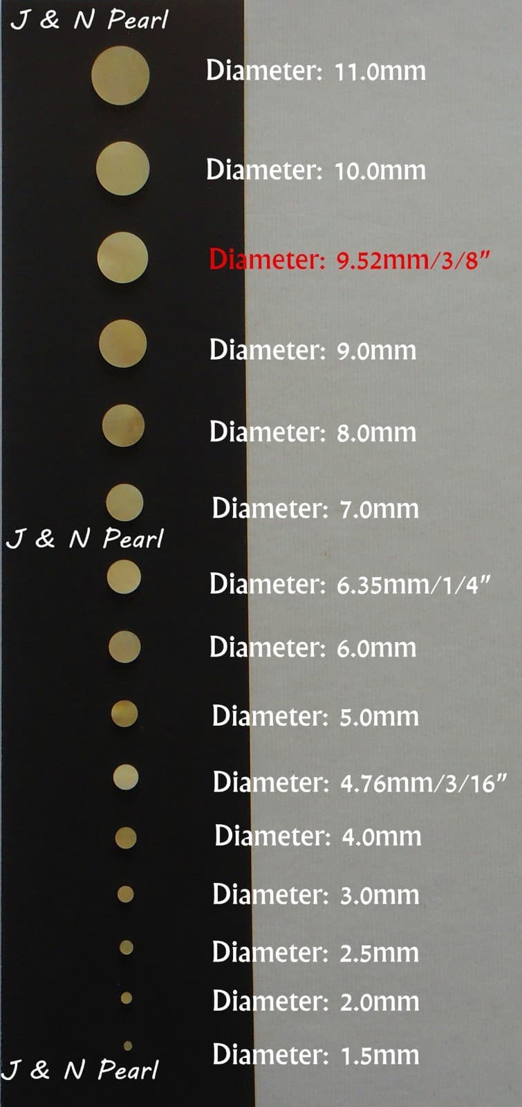 100+5pcs Free 9.52mm/3/8" GA Guitar Fingerboard Inlay Dots Materials 3