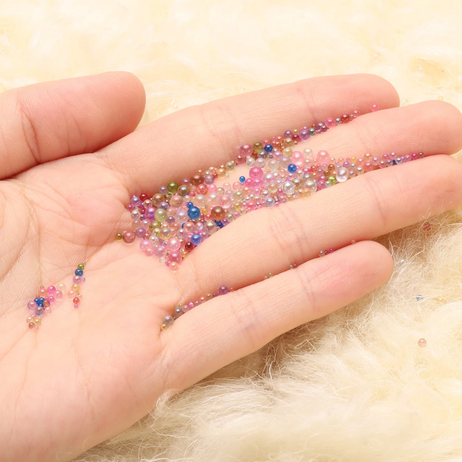 Iridescent Tiny Glass Bubble Beads, Φ0.4-3mm 10g No Hole, Round, Clear 5