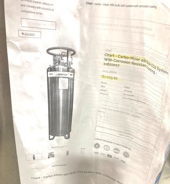 Carbonator / Carbo-Mizer 450 Bulk CO2 System Stainless steel Tank # 102 5