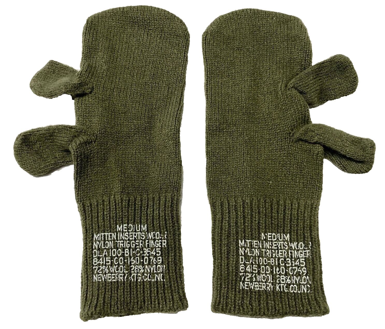 USGI Cold Weather Trigger Finger Mittens w Inserts Lanyard M1965 OD MEDIUM MINT 2