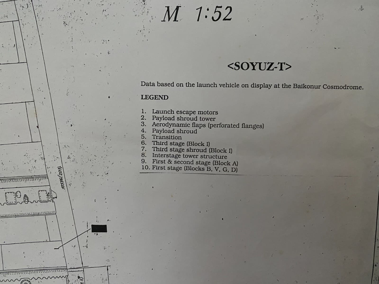NASA - Russian Rocket Soyuz-T Schematic - Original RARE 6