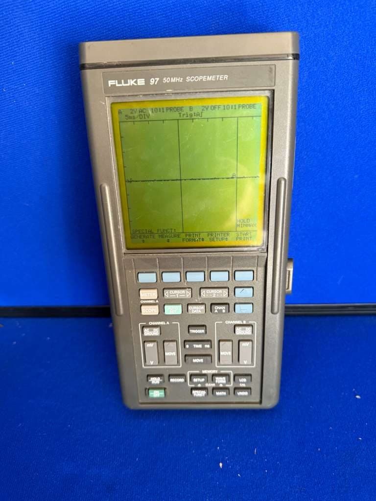 Fluke 97 Auto Scopemeter Dual Trace 50 MHz Handheld Oscilloscope W/manual 6