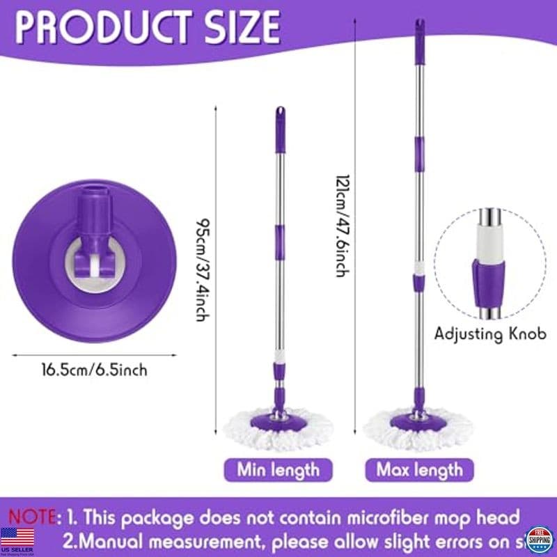360° Rotating Spin Mop Replacement Handle - Telescopic Purple Pole for Cleaning 2