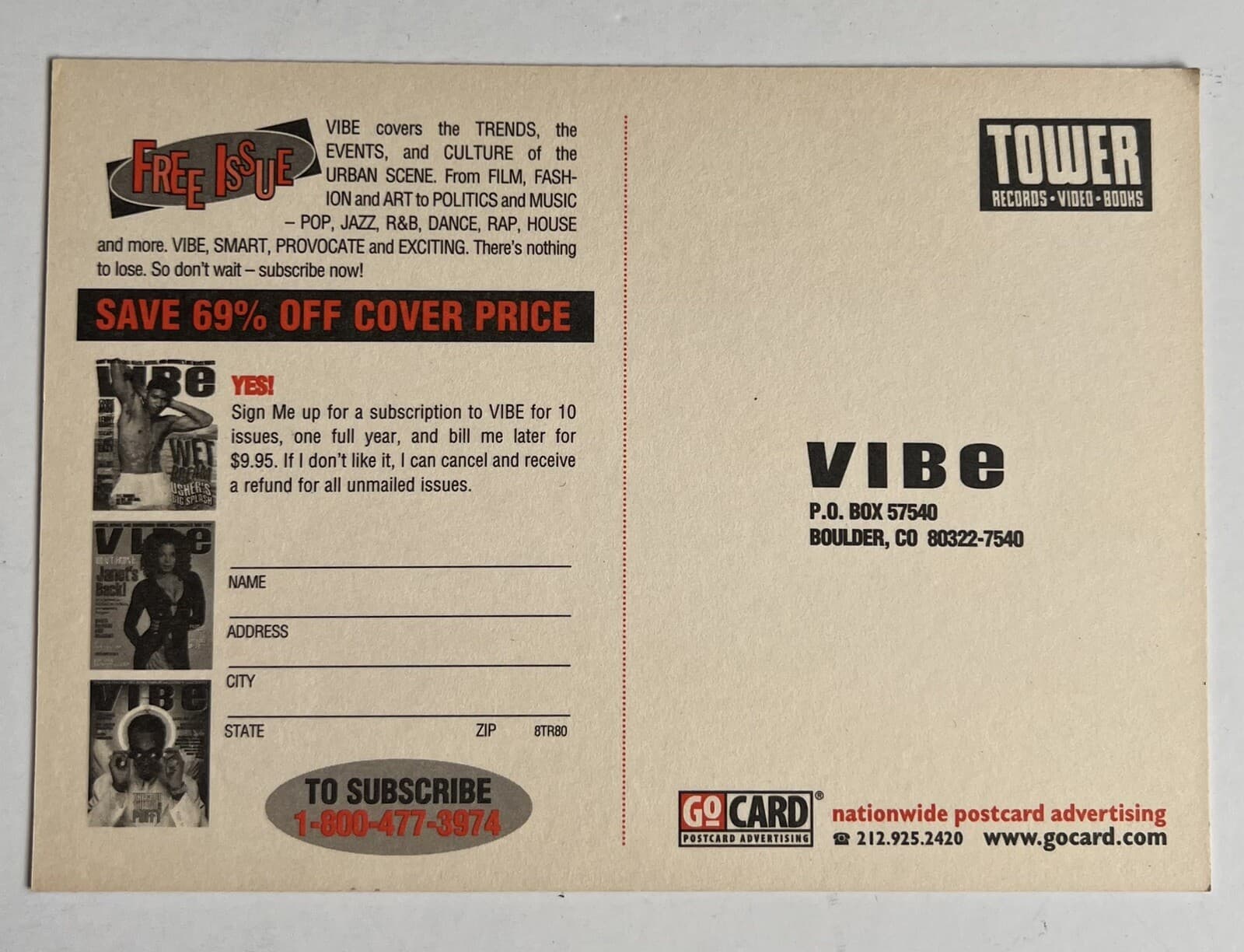 1996 VIBE MAGAZINE TOWER RECORDS POSTCARD FEATURING LIL KIM, MS LAUREN HILL 6