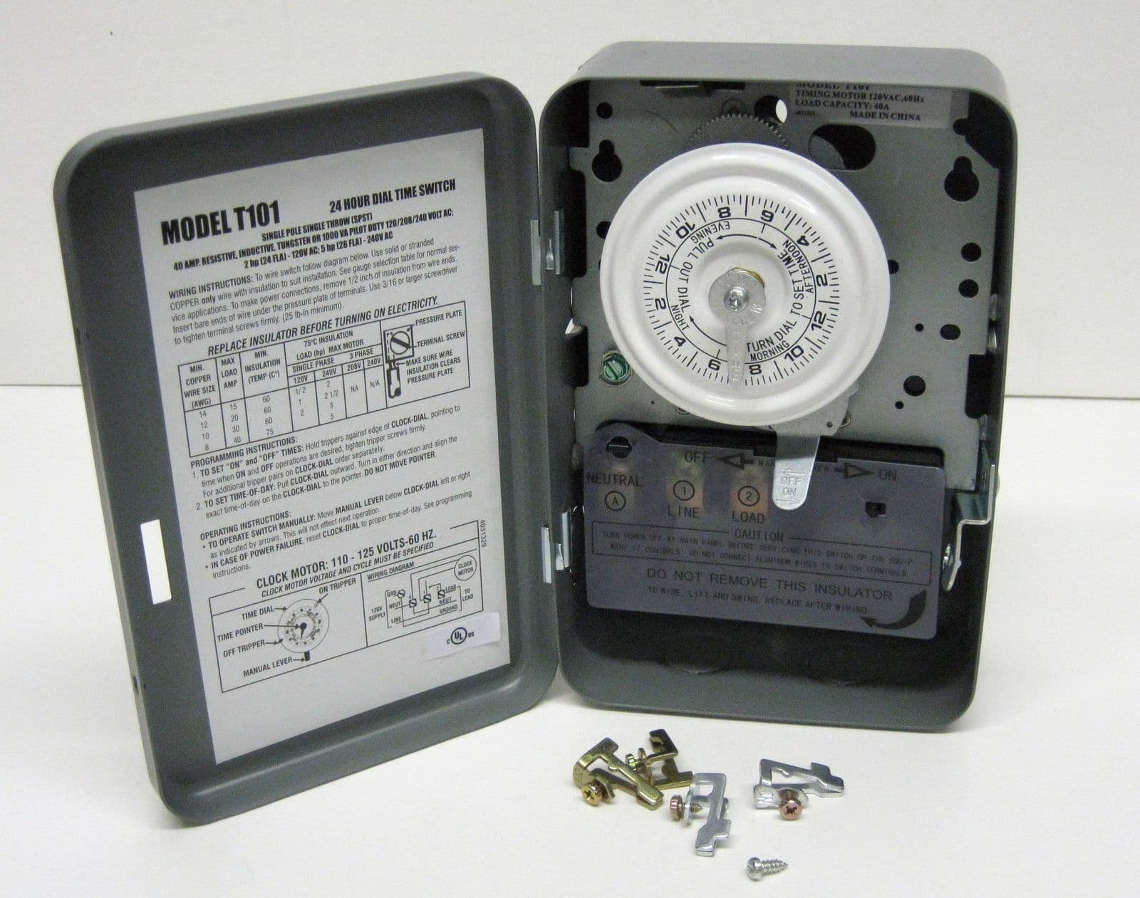 24 Hour On-Off Electro Mechanical Timer 115-125 Volts 40 Amp SPST for 4001-00