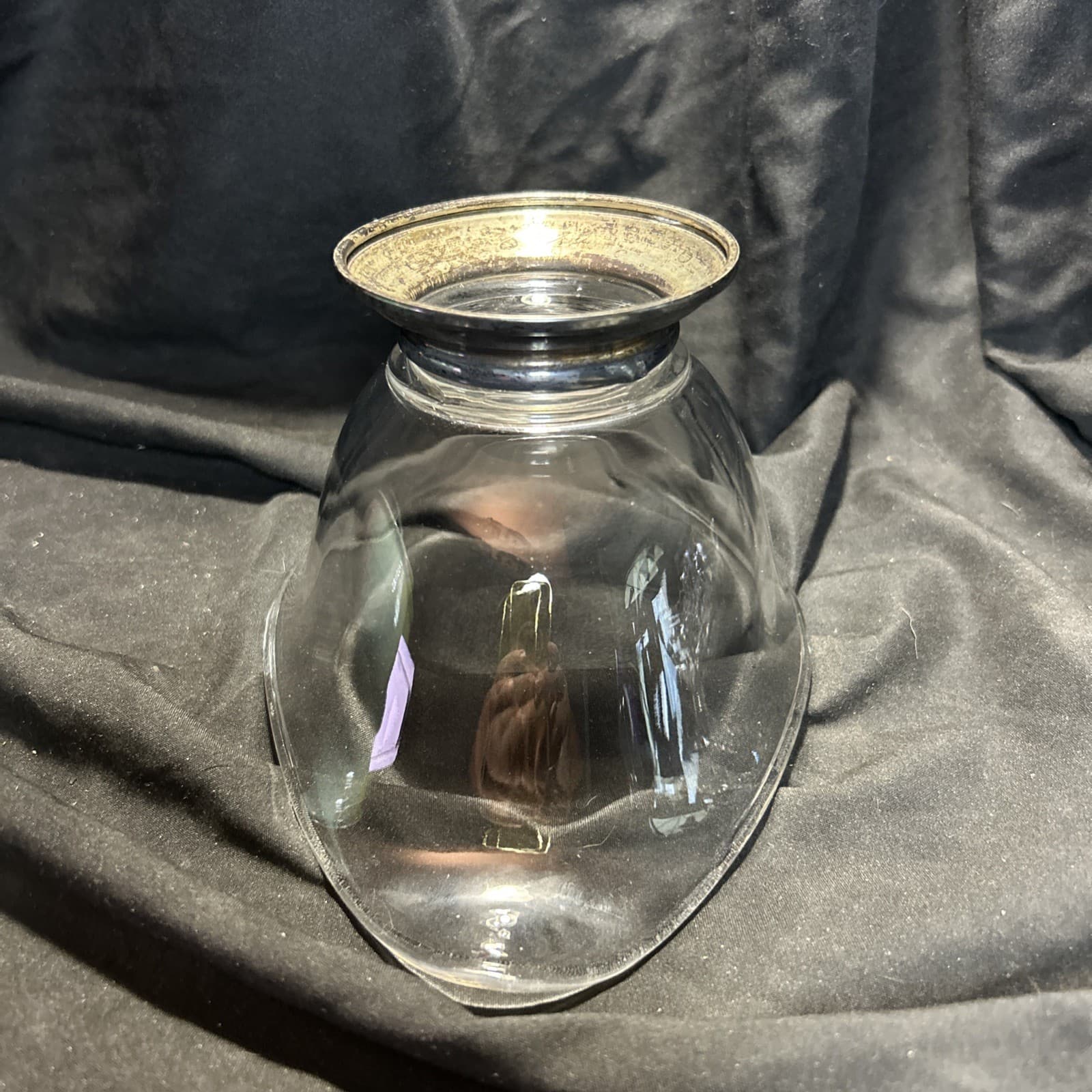 Vintage WEB STERLING SILVER & GLASS Gravy Boat Nut Candy Dish Bowl 5