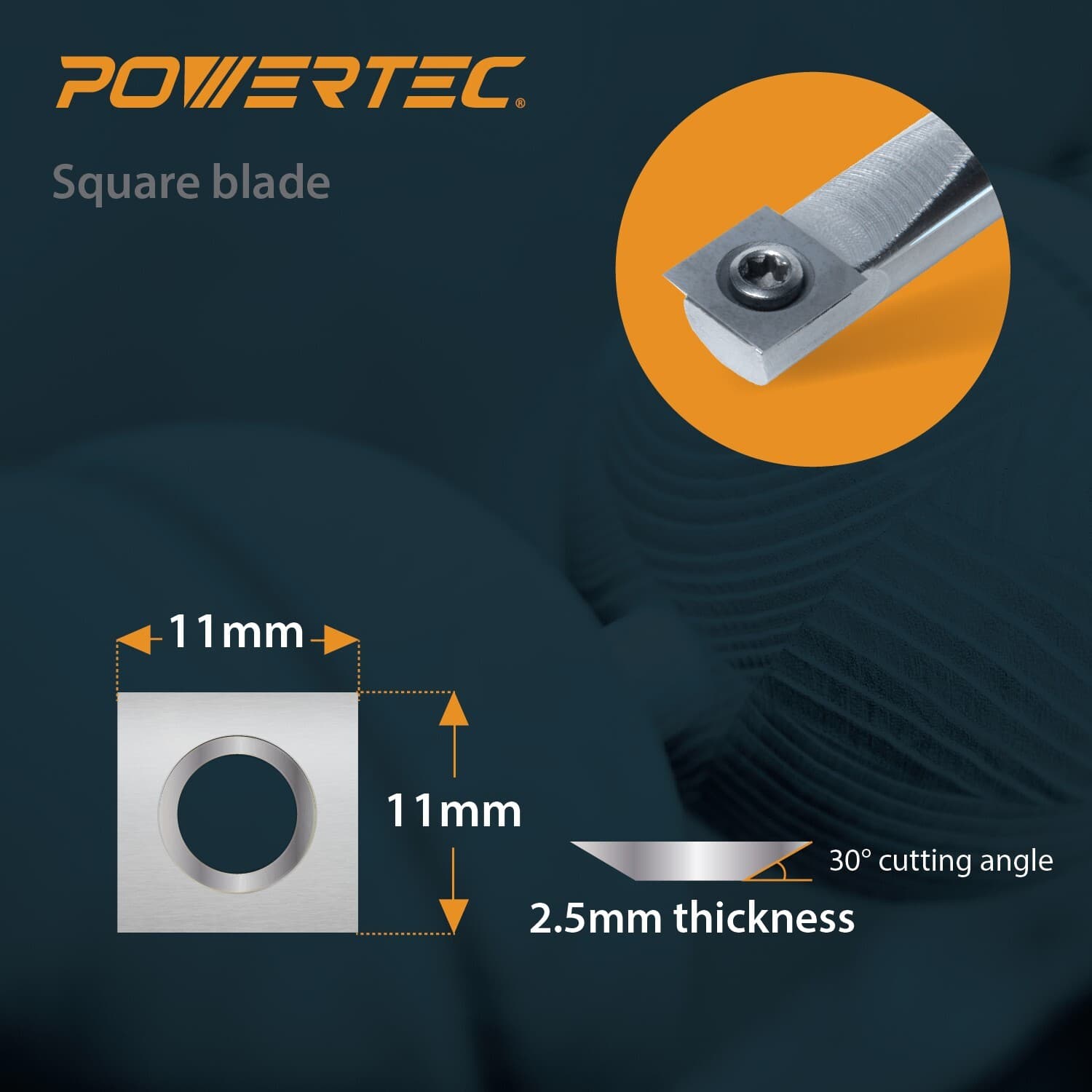 POWERTEC 4pcs Tungsten Carbide Cutter Insert Set for Wood Lathe Turning Tools 4