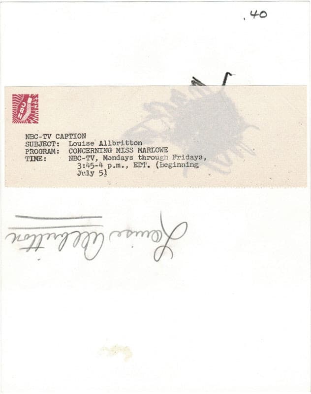 Original 7"x9" Photo - LOUISE ALBRITTON (of "Son of Dracula") - 1954 - NBC 2