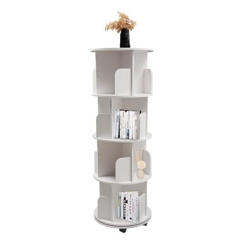 4 Tier White 360° Revolving Bookcase Round Display Book Shelf Rotating Bookshelf 6