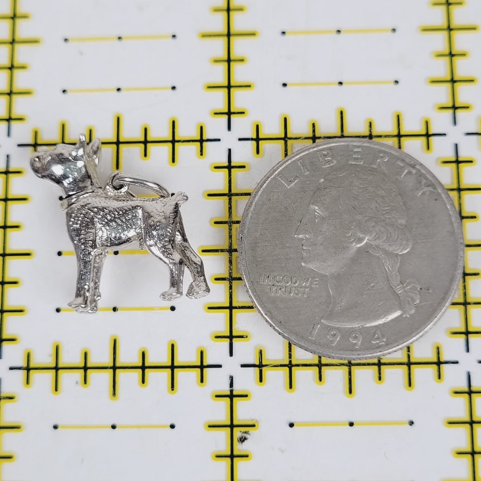 VINTAGE BULL DOG STERLING SILVER 925 PENDANT MOVING CHARM RETRO PRETTY 5