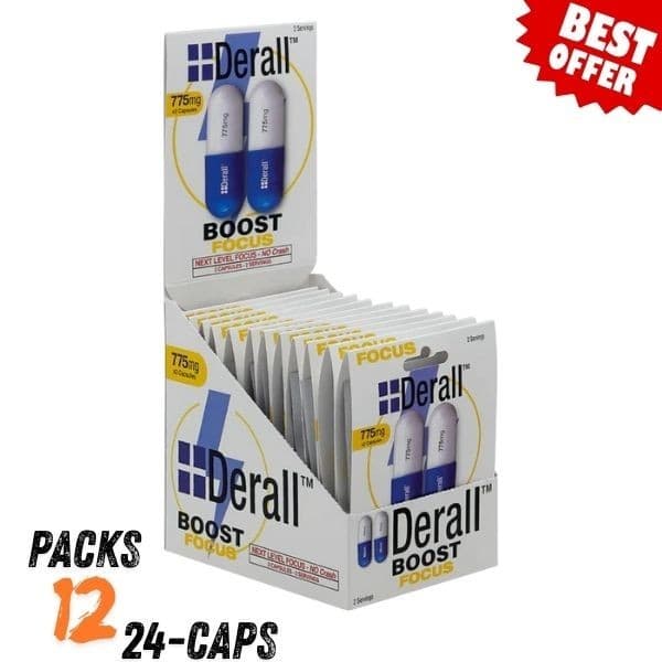 Derall Boost 775mg – Focus, Energy, Clarity – 24 Caps Full Box – Free Ship 2